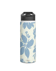 Cream Blue Aesthetic Pastel Floral Stainless Steel Water Bottle