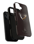 Martini Time Tough Phone Case-Stylish & Durable Phone Protection, glossy dark brown tough phone case featuring a Martini Glass