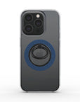 Movie Night Phone Ring Holder , magnetic phone ring featuring small black flowers on glossy dark blue background