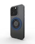 Movie Night Phone Ring Holder , magnetic phone ring featuring small black flowers on glossy dark blue background
