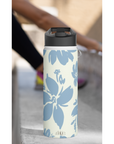 Cream Blue Aesthetic Pastel Floral Stainless Steel Water Bottle, Pastel Floral Water Bottle, Vintage Design Drinkware, Cream pastel Floral Drinkware, Vintage floral water bottle.-Mug-Dalge