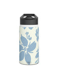 Cream Blue Aesthetic Pastel Floral Stainless Steel Water Bottle