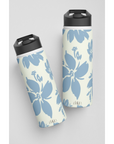 Cream Blue Aesthetic Pastel Floral Stainless Steel Water Bottle, Pastel Floral Water Bottle, Vintage Design Drinkware, Cream pastel Floral Drinkware, Vintage floral water bottle.-Mug-Dalge