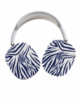 Midnight Blue Animal Pint Max Cases in glossy or matte with blue and white zebra prints | Artistic Coverage for AirPods Max.