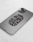 Muse Phone Grip featuring black floral designs on white background in glossy or matte finish
