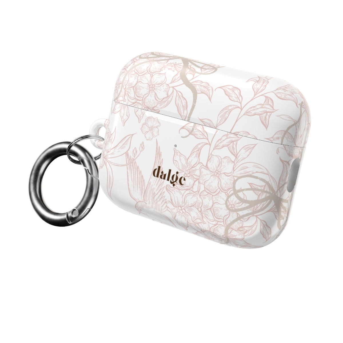 Pale Bouquet Earbuds Case – Slim, glossy protective cover featuring delicate floral lines in soft blush tones for AirPods.