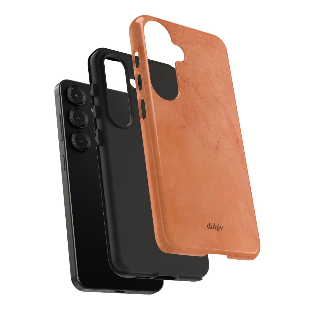 Solid dark orange Tough Phone Case with rustic rusty lines, part of the Pumpkin Pie collection for a rugged and seasonal style.