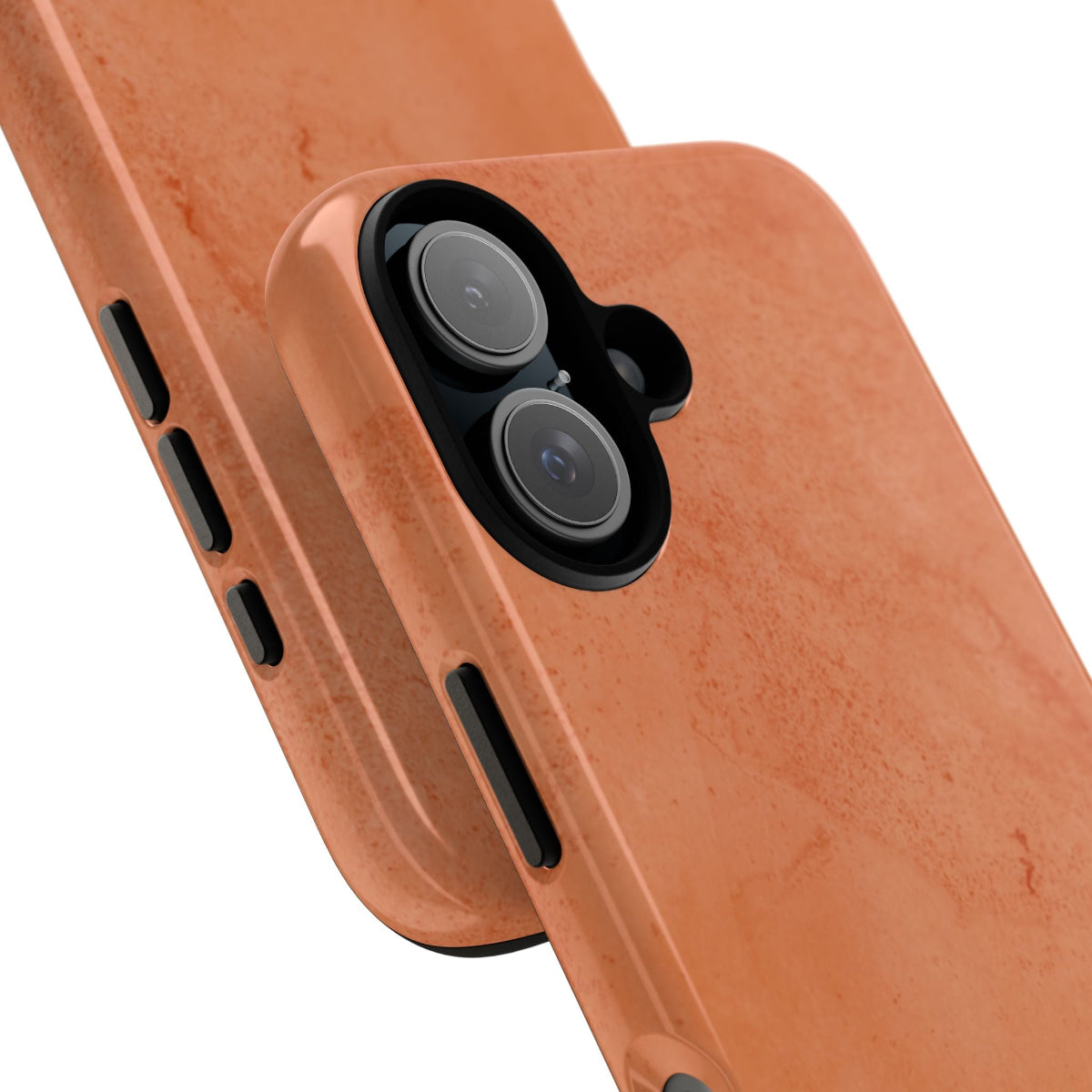 Solid dark orange Tough Phone Case with rustic rusty lines, part of the Pumpkin Pie collection for a rugged and seasonal style.