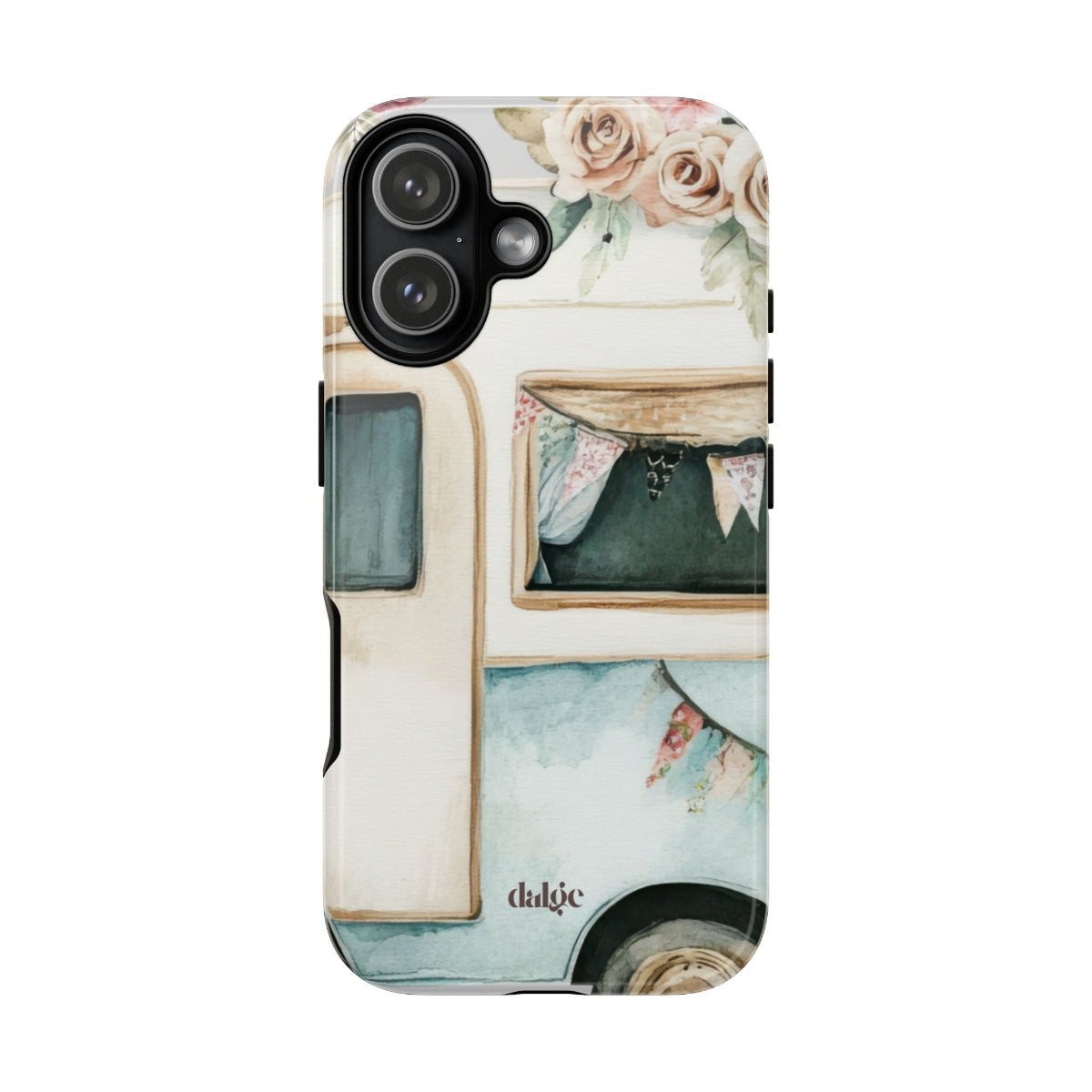 Pick Me Up At 8 Tough Phone Case – Slim, impact-resistant case with vintage watercolor camper and floral scene, available in glossy or matte finish.