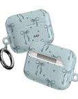 My Blues AirPods Case  with bows and hearts on a soft blue glossy background