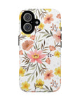 Floral phone case with pink and yellow flowers on a white background