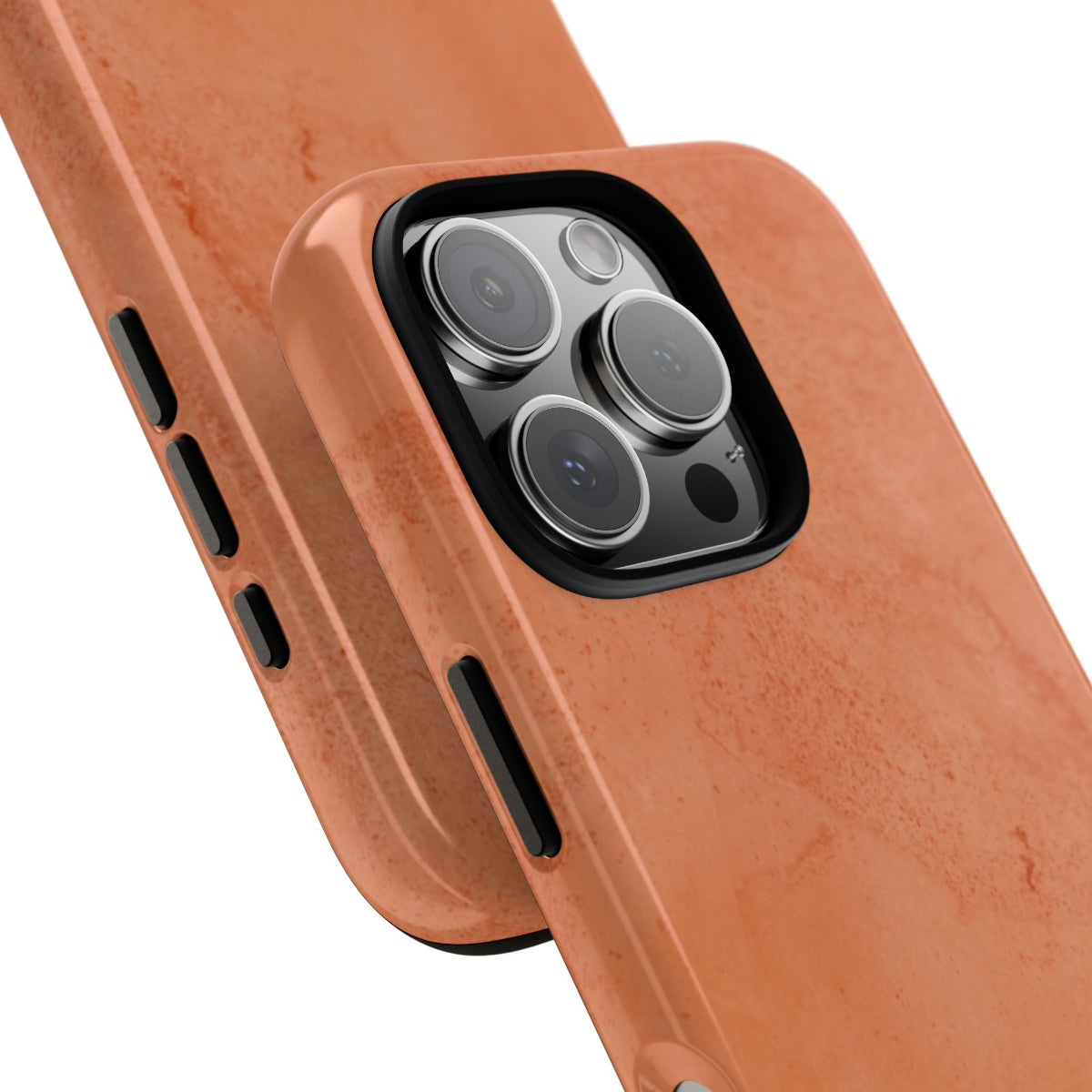Solid dark orange Tough Phone Case with rustic rusty lines, part of the Pumpkin Pie collection for a rugged and seasonal style.