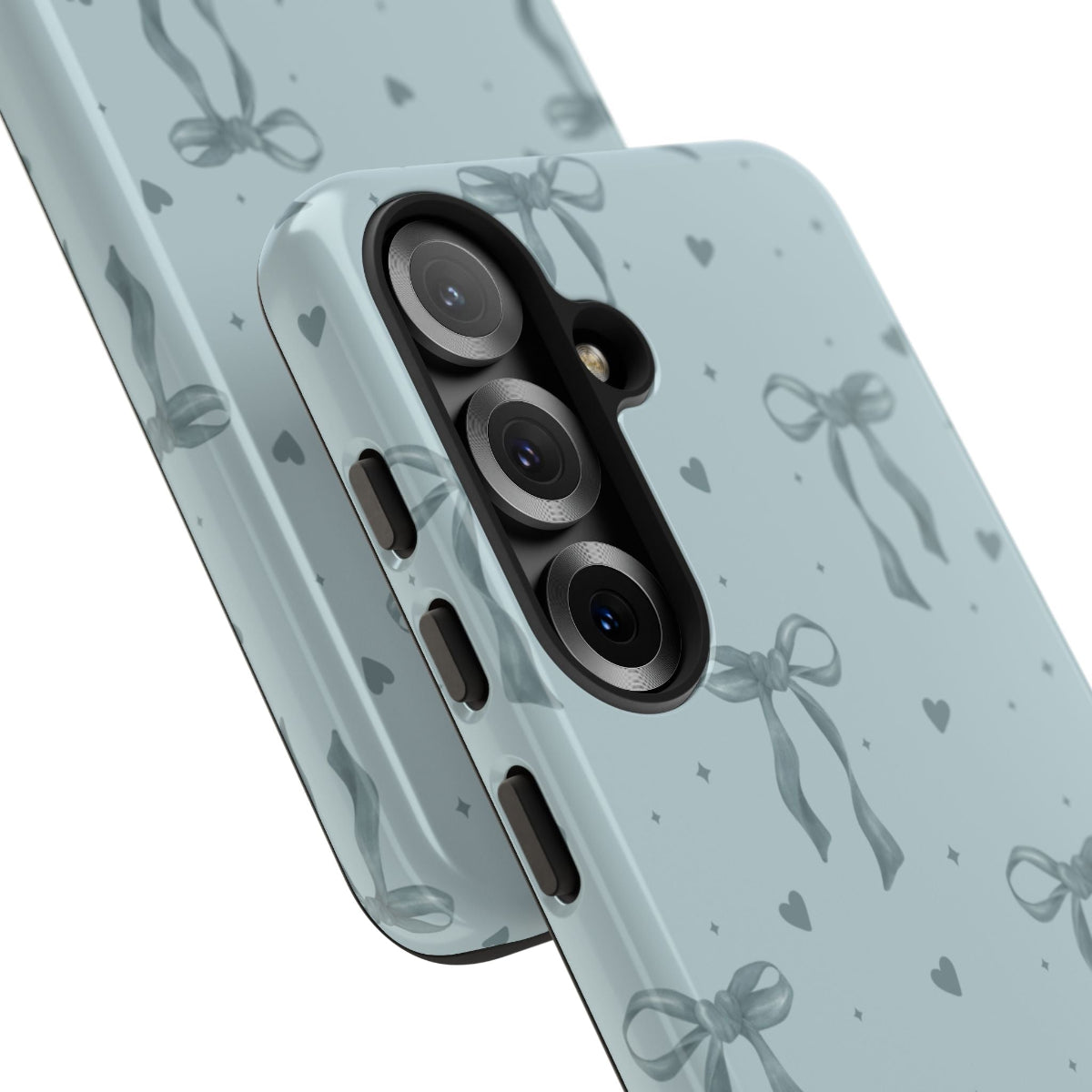 My Blues Tough Case with vintage-blue bow pattern, glossy or matte finish.