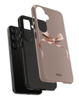 Fall-themed tough phone case from the Toffee Latte Collection featuring a pink bow."