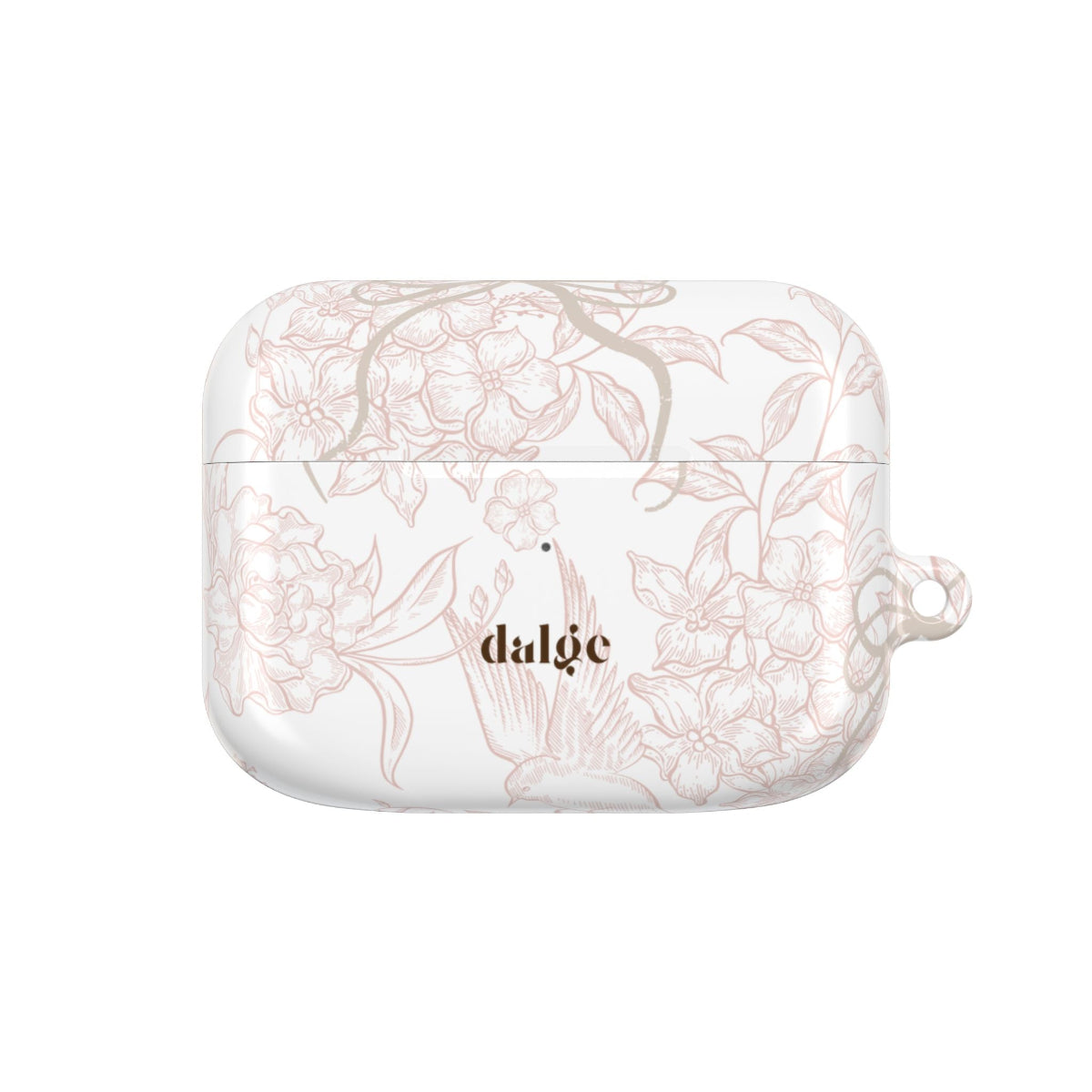 Pale Bouquet Earbuds Case – Slim, glossy protective cover featuring delicate floral lines in soft blush tones for AirPods.