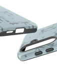 "Slim dual-layer My Blues Tough Case with vintage-blue bow pattern and shock-absorbing layers.
