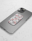 Baby Room Phone Grip Holder featuring floral designs and bows on white background 