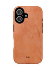 Solid dark orange Tough Phone Case with rustic rusty lines, part of the Pumpkin Pie collection for a rugged and seasonal style.