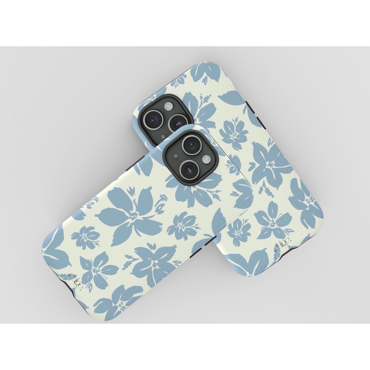 Cream Blue Aesthetic Pastel Floral Pastel phone case Int.