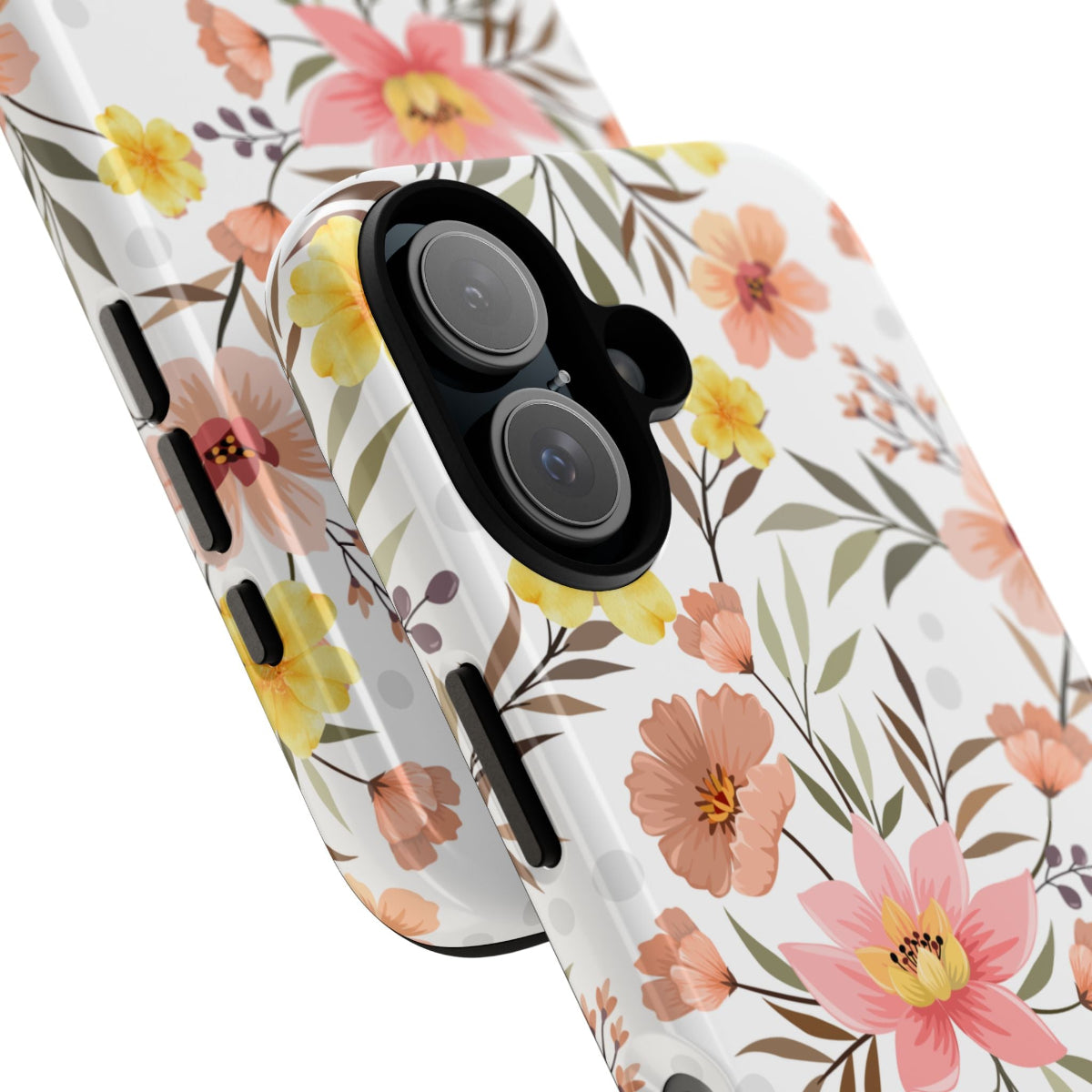 Floral Suit On Tough Phone Case - Floral Suit Tough Case with Small Floral Designs and Yellow Flowers