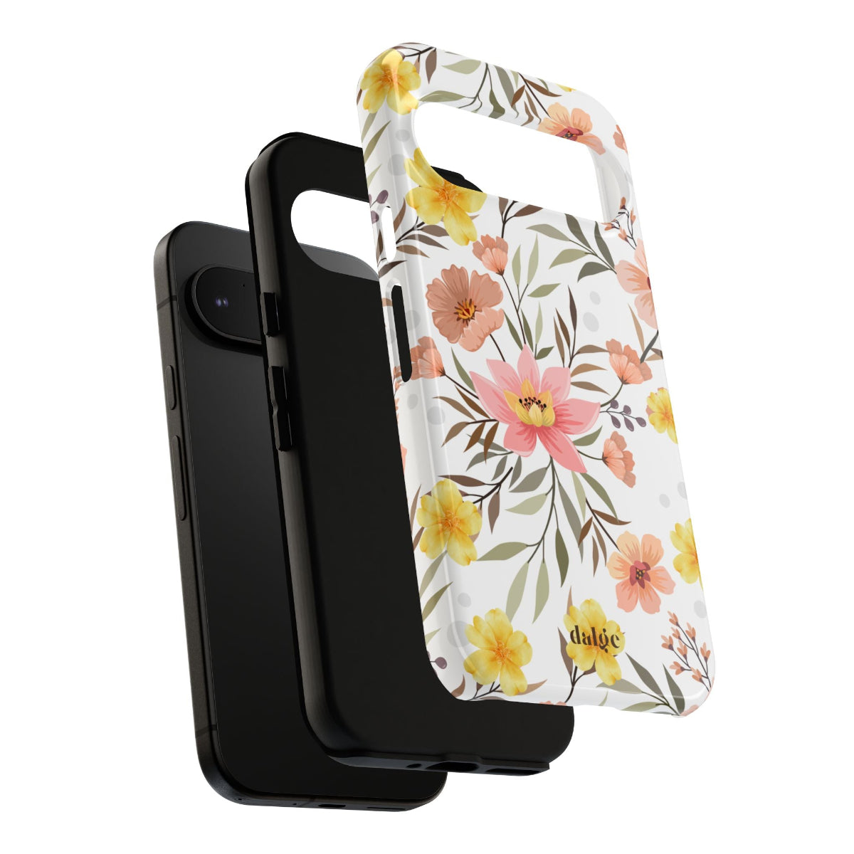 Floral Suit On Tough Phone Case - Floral Suit Tough Case with Small Floral Designs and Yellow Flowers