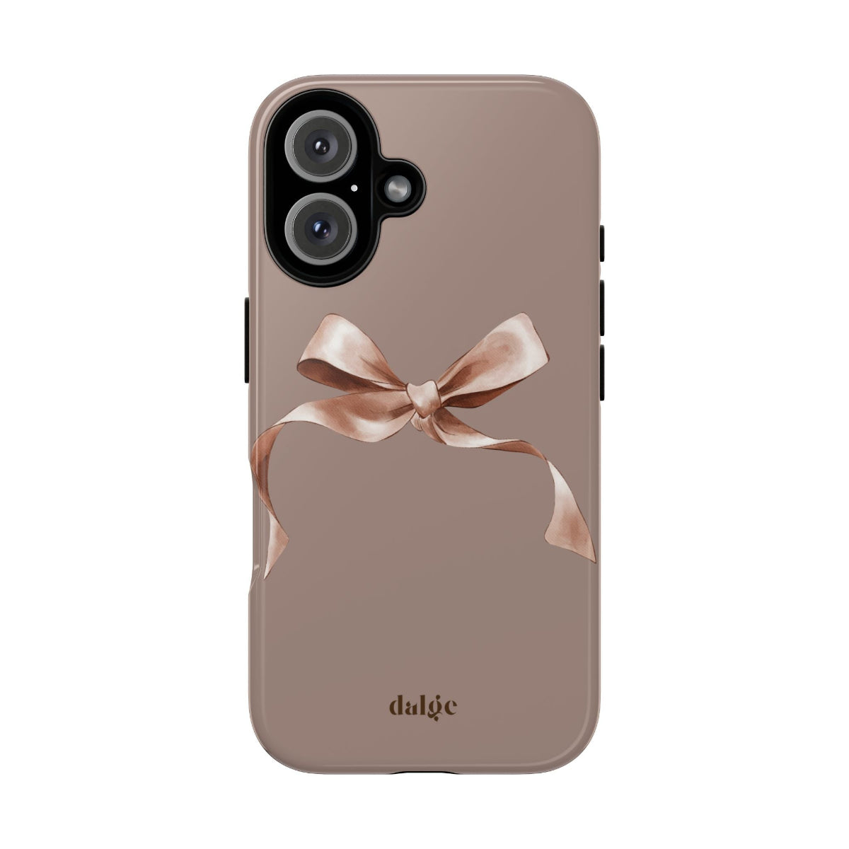Fall-themed tough phone case from the Toffee Latte Collection featuring a pink bow."