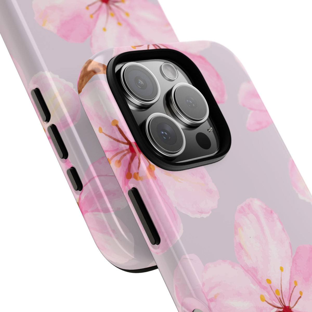 My Bouquet Tough Phone Case | Floral Tough Phone case featuring Pastel Pink Flowers on Pinkish Background 