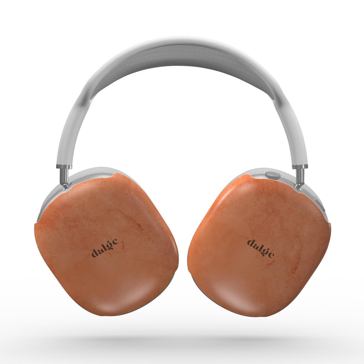 Vibrant orange Pumpkin Pie AirPods Max case from the Toffee Latte collection featuring rustic rusty lines for seasonal style and protection