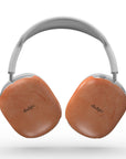 Vibrant orange Pumpkin Pie AirPods Max case from the Toffee Latte collection featuring rustic rusty lines for seasonal style and protection