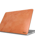 Vibrant orange Pumpkin Pie MacBook case with rustic rusty lines, designed for seasonal style and durable protection.