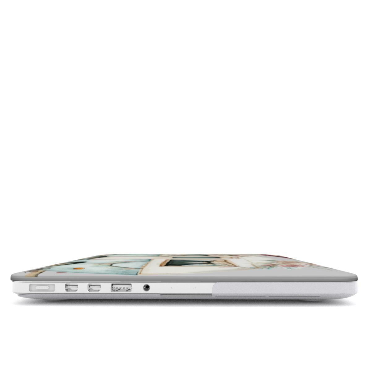 Pick Me Up At 8 Laptop Case featuring vintage travel watercolor camper and floral design, lightweight impact protection, and easy port access.