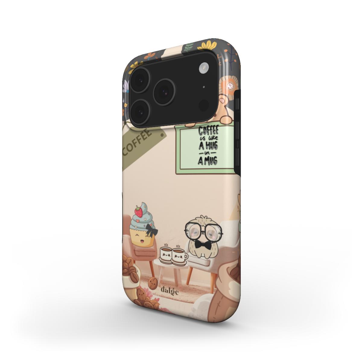 Lazy Lou And Sprinkles On A Coffee Date Phone Case | Glossy protective case featuring Lazy Lou and Sprinkles for everyday style.
