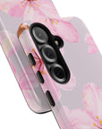 My Bouquet Tough Phone Case | Floral Tough Phone case featuring Pastel Pink Flowers on Pinkish Background 
