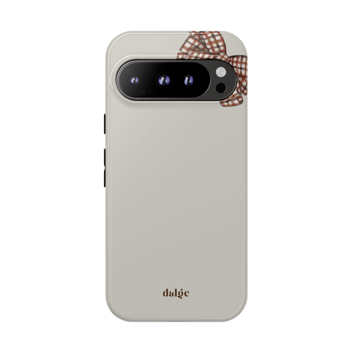 Phone case with a bow detail on a white background