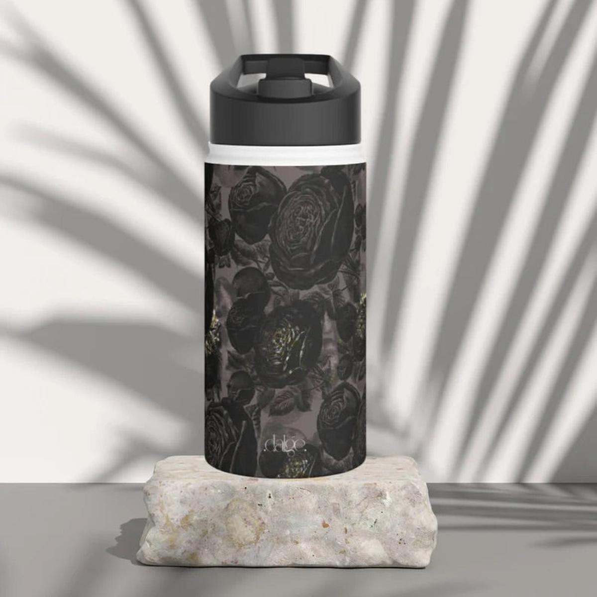 Dark Academia Stainless Steel Water Bottle, Dark Floral Water Bottle, Floral Drinkware, Dark Academia Drinkware, Vintage floral water bottle-Mug-Dalge