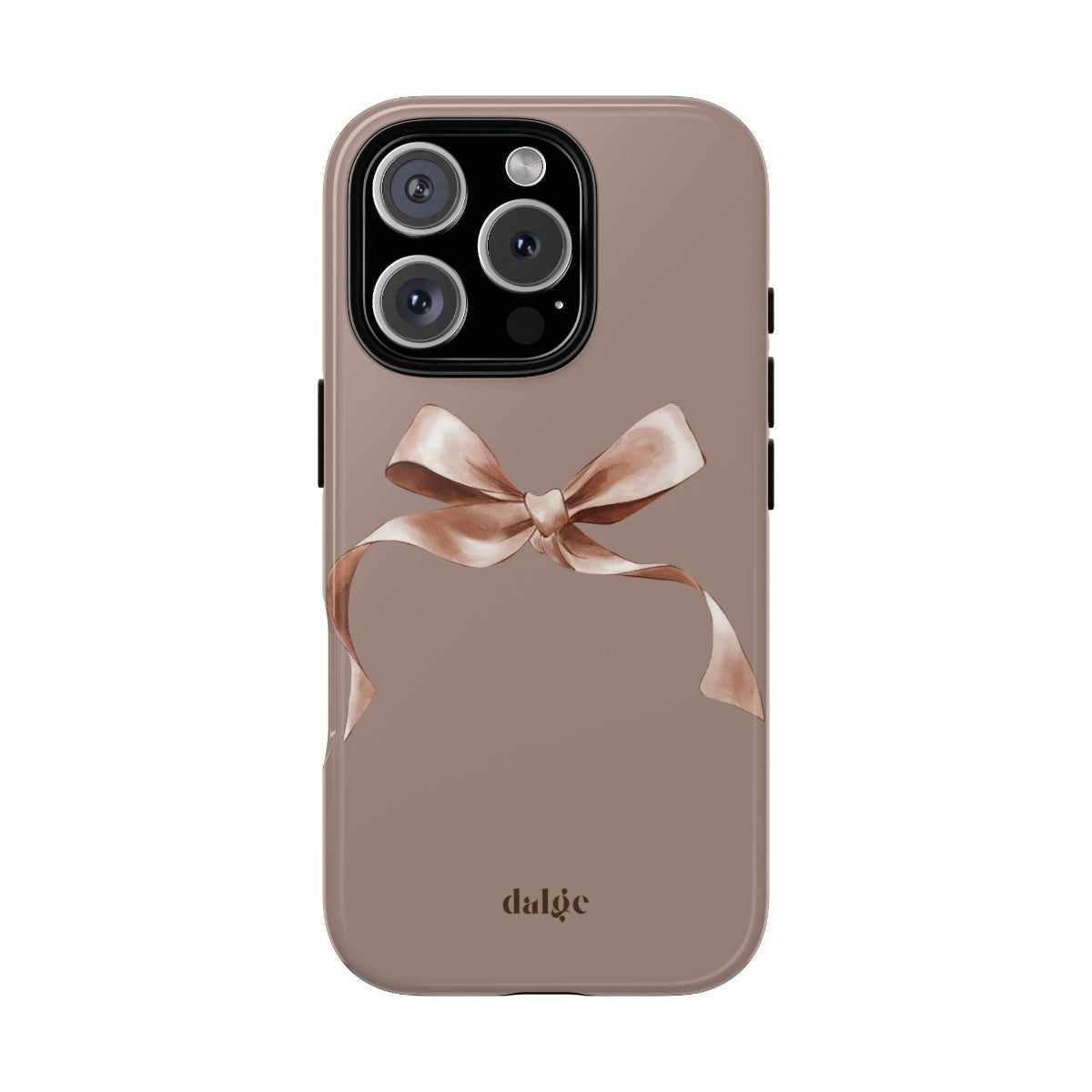 Fall-themed tough phone case from the Toffee Latte Collection featuring a pink bow."