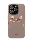 Fall-themed tough phone case from the Toffee Latte Collection featuring a pink bow."
