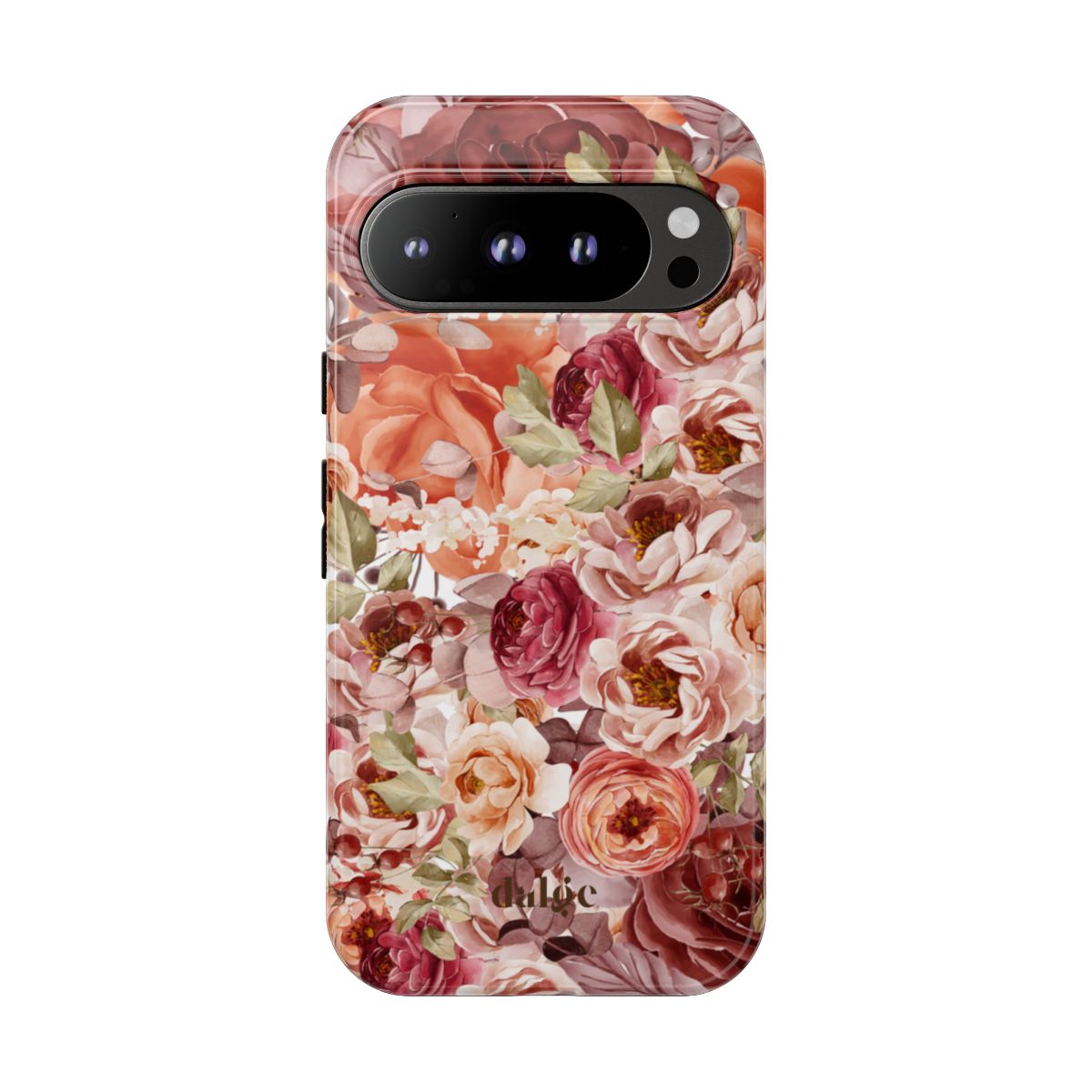 Fall Floral designed phone case with pastel fall shades of big and small flowers