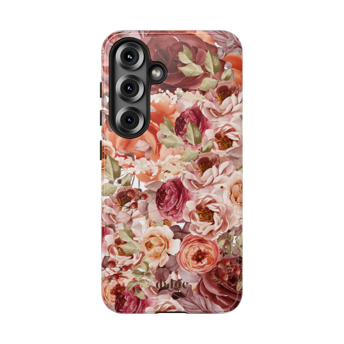 Fall Floral designed phone case with pastel fall shades of big and small flowers