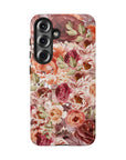 Fall Floral designed phone case with pastel fall shades of big and small flowers