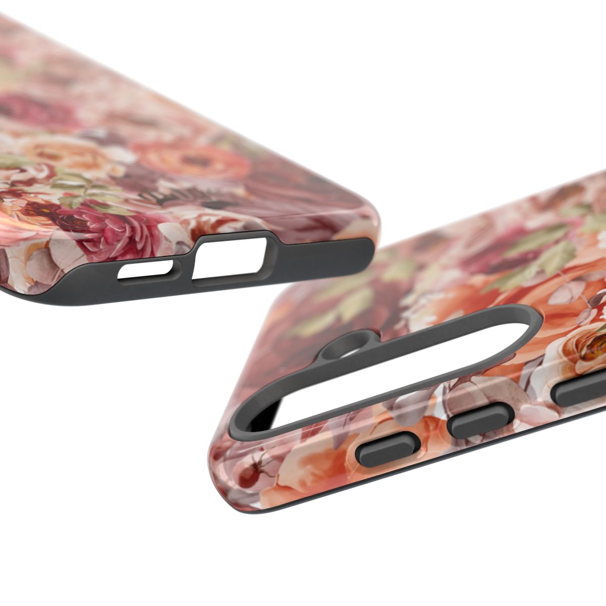 Fall Floral designed phone case with pastel fall shades of big and small flowers