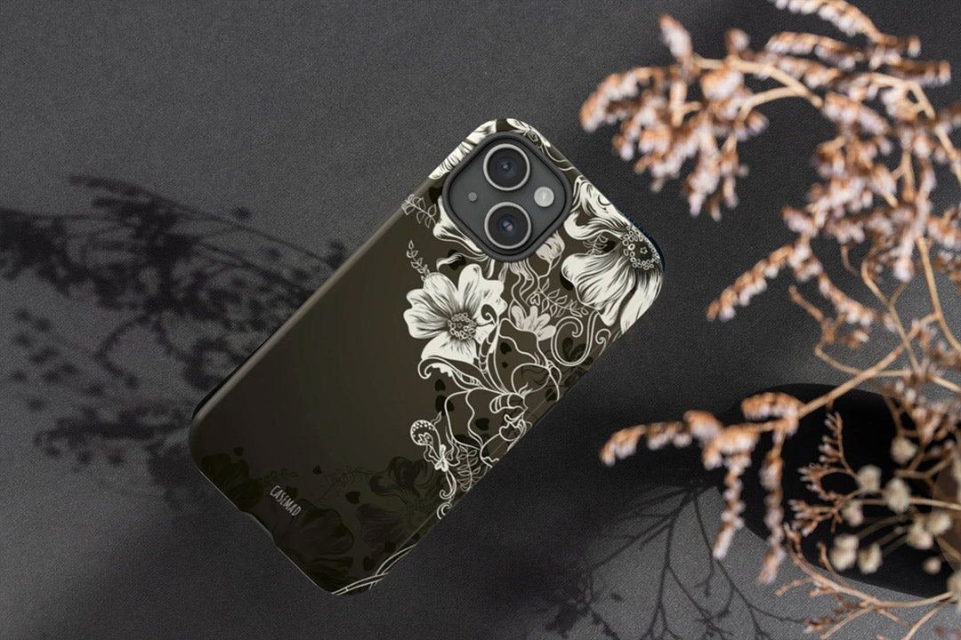 Dark Floral Tough Case, Samsung Galaxy Tough Phone Cases S21, S22, S23 Plus, Ultra | iPhone 15, Victorian Gothic Floral, Glossy Or Matte-Phone Cases-Dalge