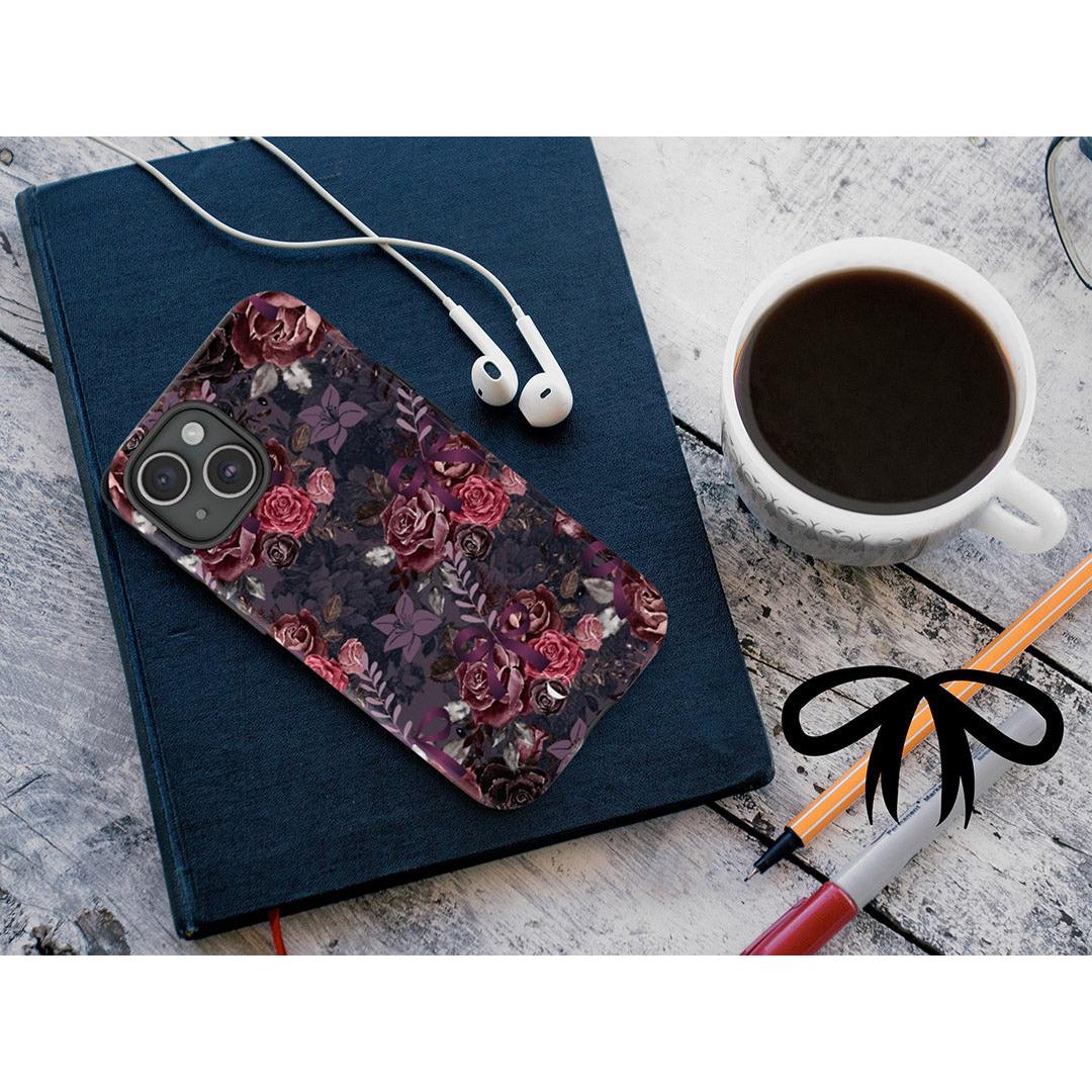 Dark Floral Purple Bow Tough Phone Case | Ultimate Protection