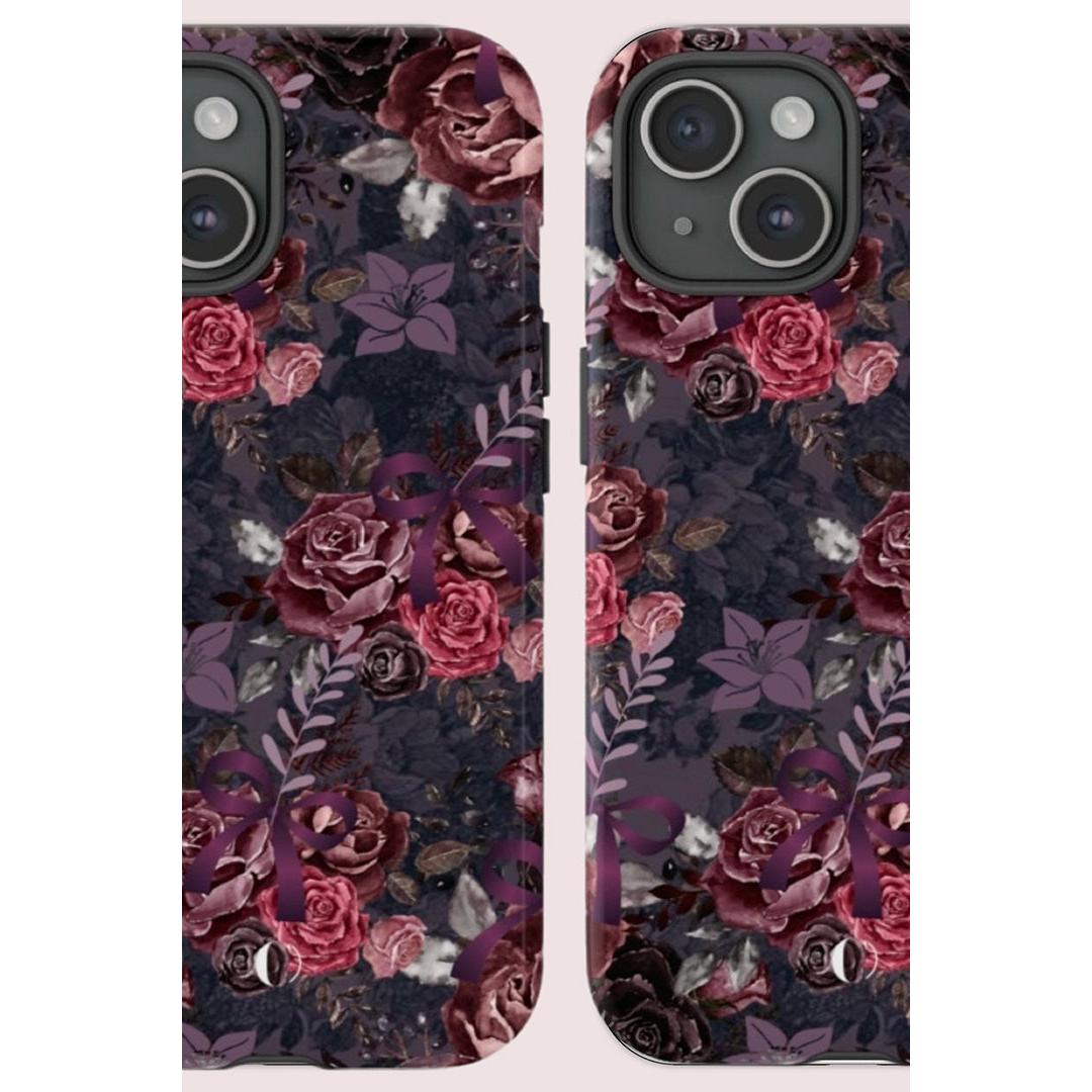Dark Floral Purple Bow Tough Phone Case | Ultimate Protection