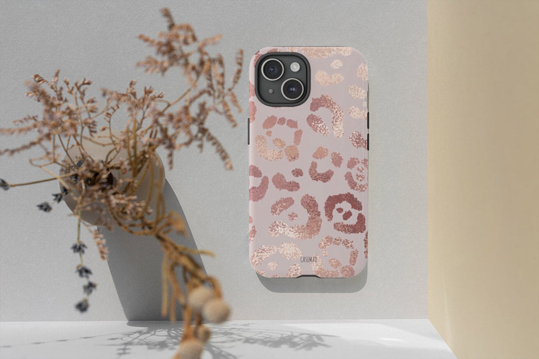 Leopard Rose Gold Tough Phone Case, iPhone Tough Case, Samsung Tough Case, Google Pixel Case, Leopard Rose Gold Cover, iPhone Tough Case-Phone Cases-Dalge
